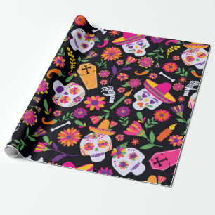 Colourful Day Of The Dead Pattern Wrapping Paper