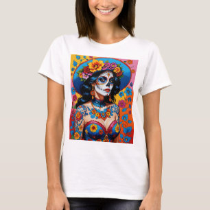 Colourful Day of the Dead Sugar Skull Art Tee