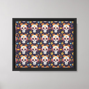 Colourful day of the dead sugar skull canvas print
