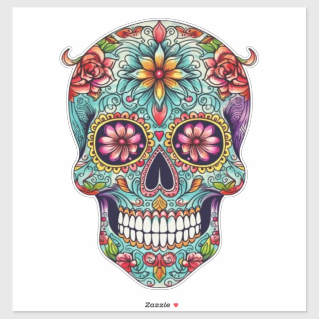 Colourful Day of the Dead Sugar Skull Large  (Sheet)