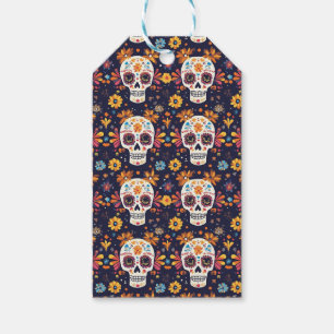 Colourful day of the dead sugar skull seamless pat gift tags