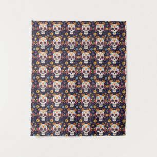 Colourful day of the dead sugar skull seamless pat tapestry