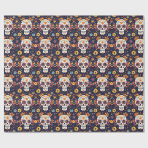 Colourful day of the dead sugar skull seamless pat wrapping paper