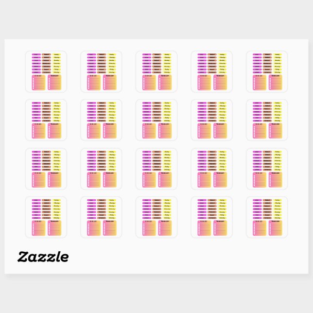 Colourful Days of the Week Sticker Sheet with To D (Sheet)