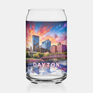 Colourful Dayton Skyline Can Glass