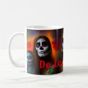 Colourful De Los Muertos Skulls Coffee Mug