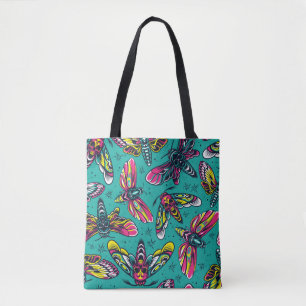 Colourful Death Moth Design Tote Bag