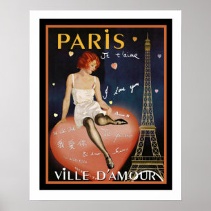 Colourful Deco Paris Travel Poster 16 x 20