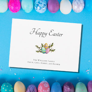 Colourful Decorated Easter Eggs Botanical Holiday Card