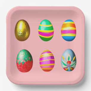 Colourful Decorated  Easter Eggs  Paper Plate