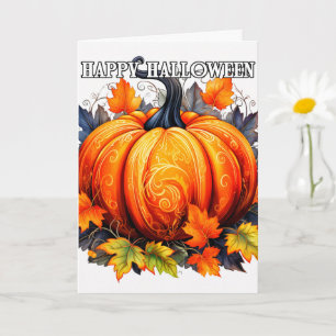 Colourful Decorative Autumn Halloween Pumpkin Card