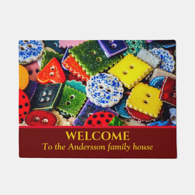 Colourful Decorative Buttons Doormat (Front)