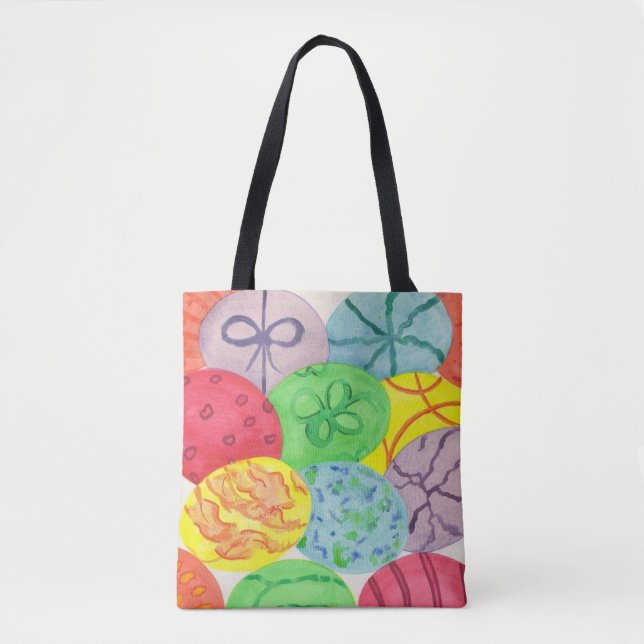 Colourful Decorative Easter Eggs Tote Bags (Front)