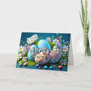 Colourful Decorative Eggs Happy Easter Holiday Card