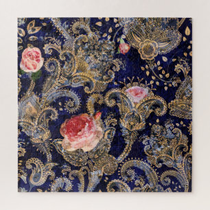 Colourful Decorative Flowers Batik Jigsaw Puzzle