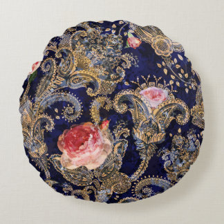Colourful Decorative Flowers Batik Round Cushion