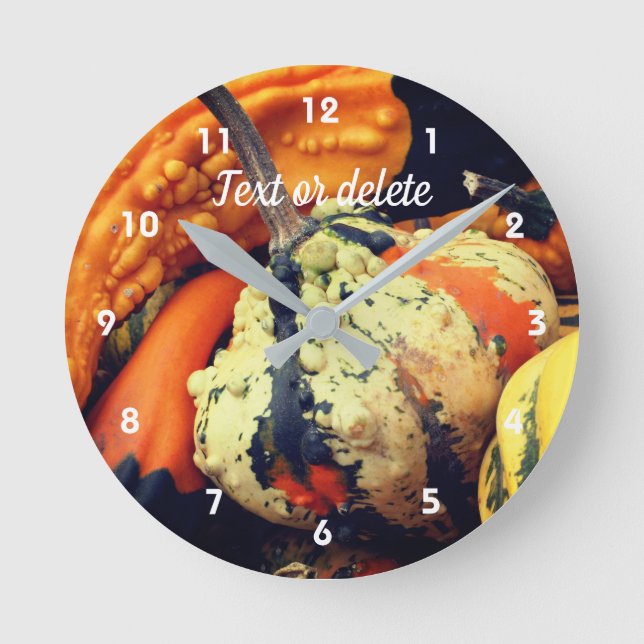 Colourful Decorative Gourds Personalised Round Clock (Front)