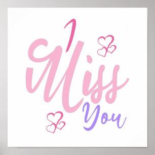 Colourful Decorative I Miss You Design Poster