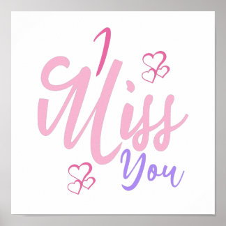 Colourful Decorative I Miss You Design Poster