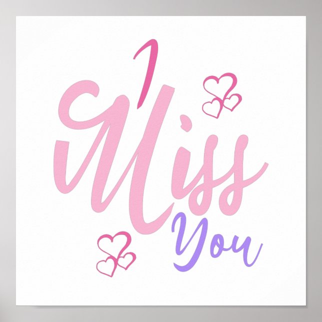 Colourful Decorative I Miss You Design Poster (Front)