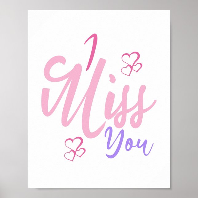 Colourful Decorative I Miss You Design Poster (Front)