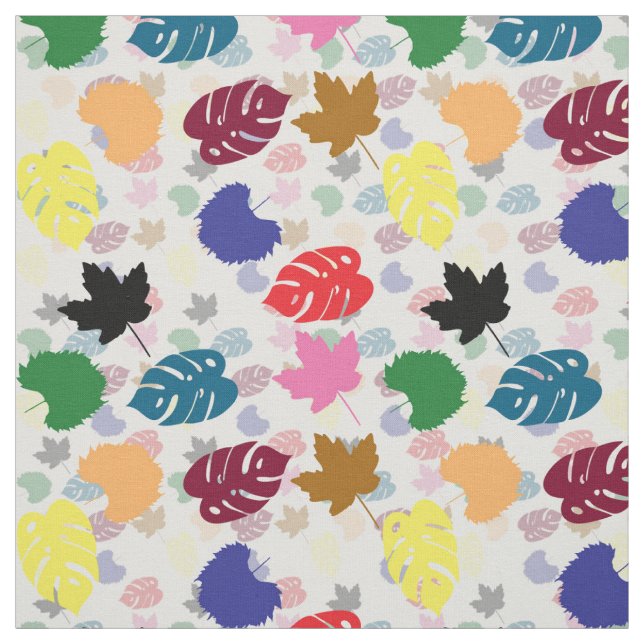 Colourful Decorative Leaf Abstract Shapes Fabric (Swatch)