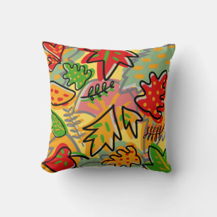 Colourful decorative leaf yellow pattern summer  cushion