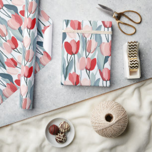Colourful Decorative Tulip Bouquet Wrapping Paper