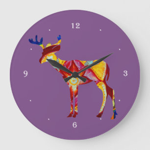 Colourful Deer Round (Large) Wall Clock
