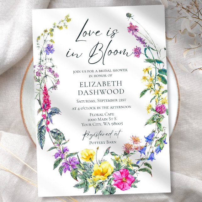 Colourful Delicate Wildflowers Floral Bridal Showe Invitation (Creator Uploaded)