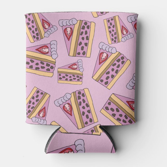 Colourful Delicious Cakes Pattern Design Can Cooler (Front)