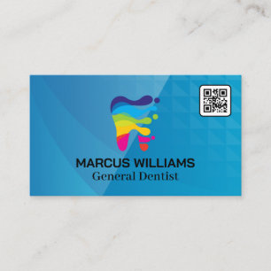 Colourful Dental Logo   QR Code Business Card