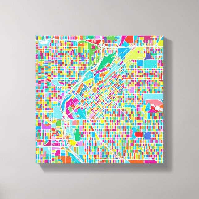Colourful Denver Map Canvas Print (Front)