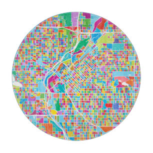 Colourful Denver Map Cutting Board