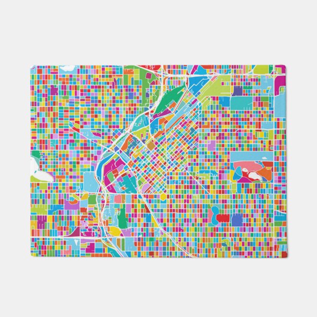 Colourful Denver Map Doormat (Front)