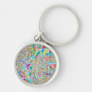 Colourful Denver Map Key Ring