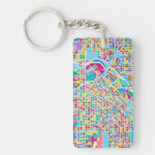 Colourful Denver Map Key Ring