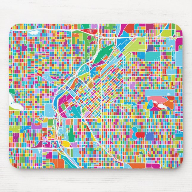 Colourful Denver Map Mouse Mat (Front)
