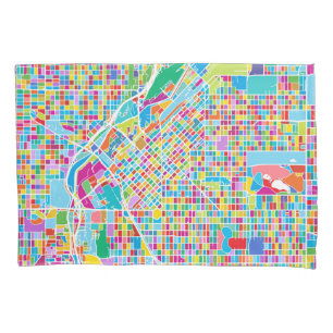 Colourful Denver Map Pillowcase