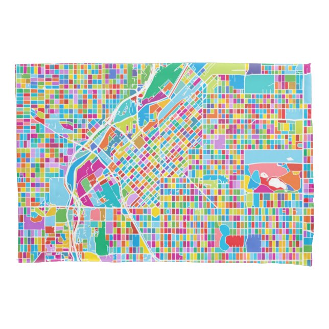Colourful Denver Map Pillowcase (Front-Left)