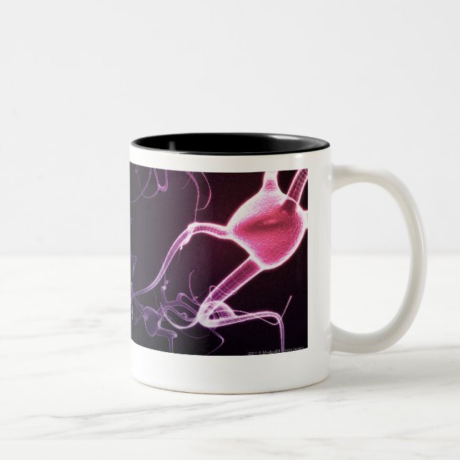 Colourful depiction of neurons Two-Tone coffee mug (Right)