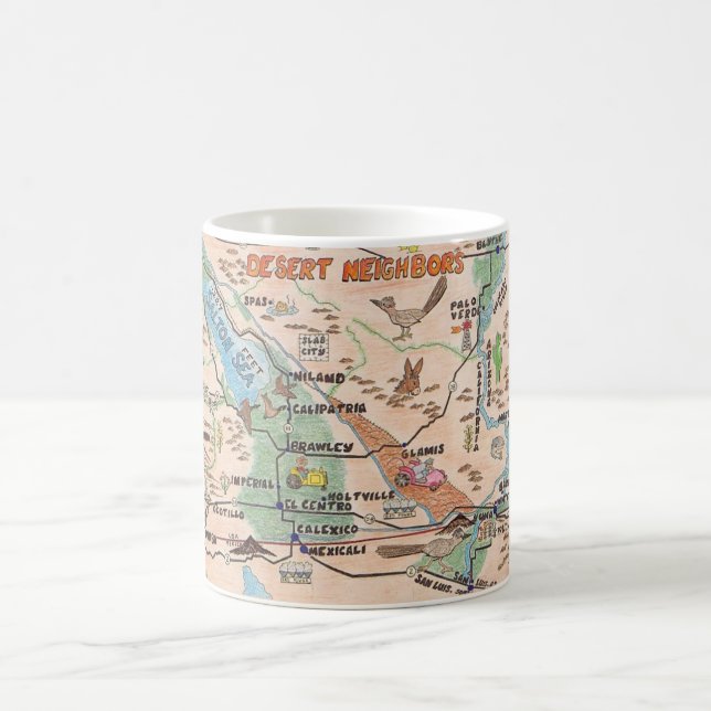 Colourful Desert Animals Map Mug (Center)