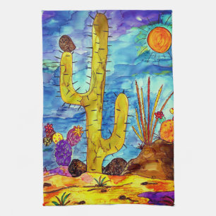 Colourful Desert Cactus Kitchen Towel