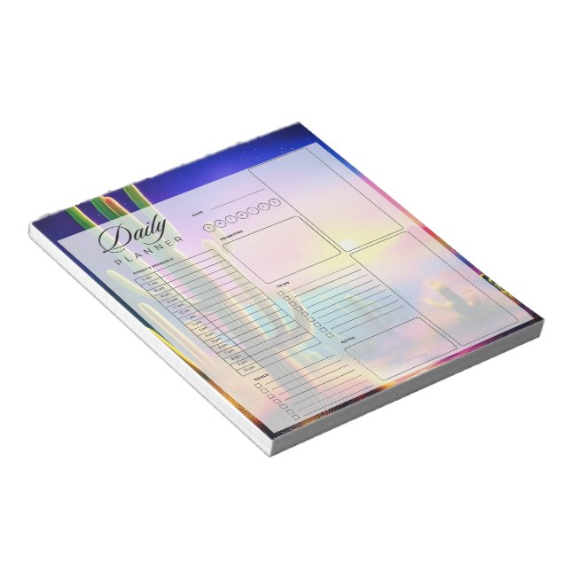 Colourful desert sunset daily planner sheets notepad (Angled)