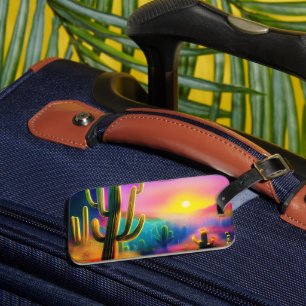 Colourful desert sunset luggage tag