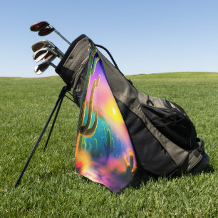 Colourful desert sunset monogram golf towel