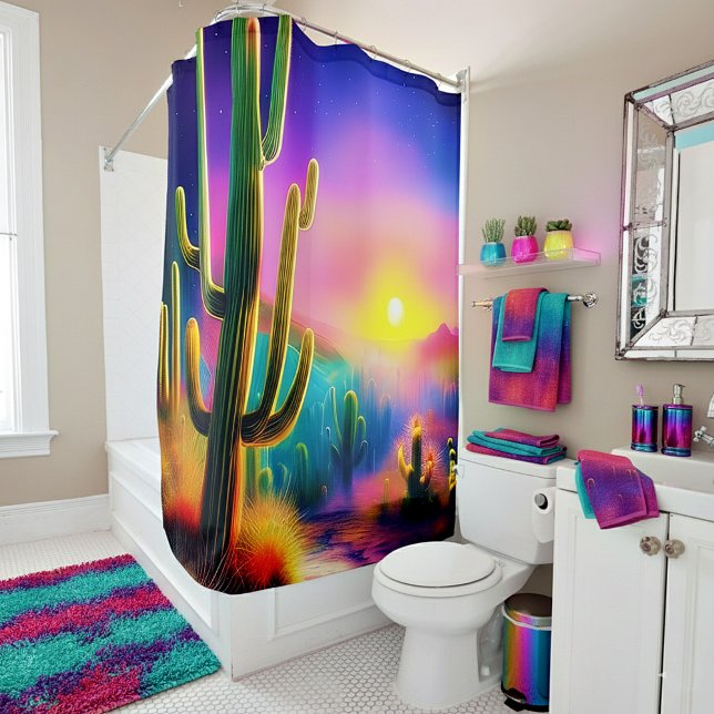 Colourful desert sunset  shower curtain (Creator Uploaded)