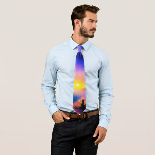 Colourful desert sunset  tie