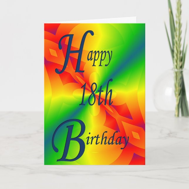 Colourful Design 18th Birthday Card (Front)