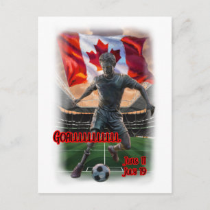 Colourful Design about a Football Celebration on a Holiday Postcard